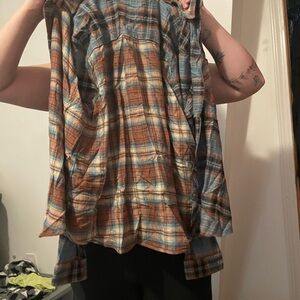 Men's Plaid Shirt - Blue and Brown